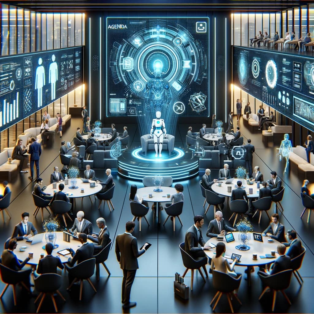 An image of a conference managed by AI.